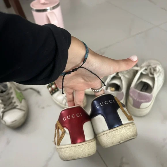 Gucci White Sneakers with Gold and Red Details - Picture 2 of 3